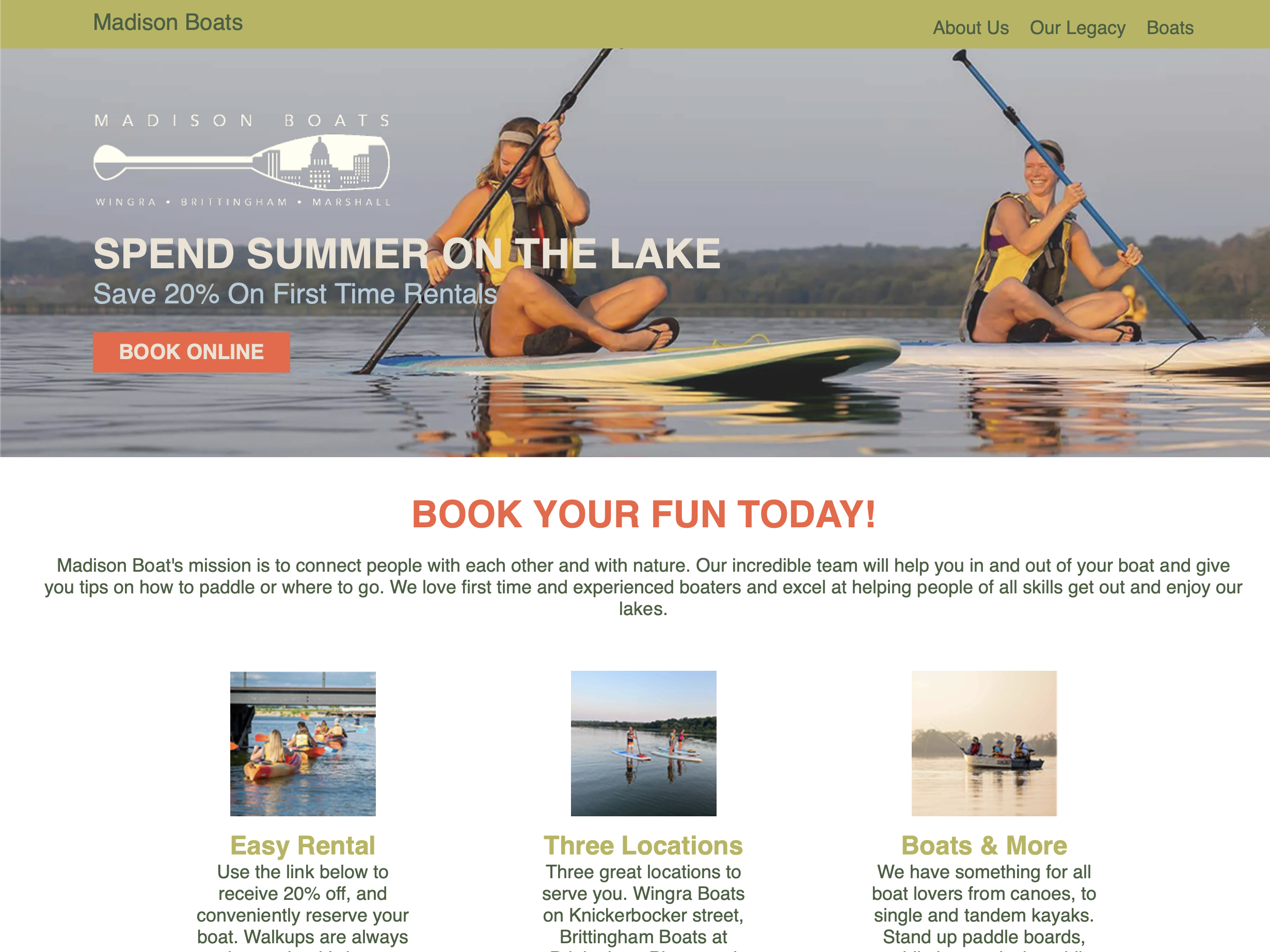 Madison Boats Landing Page